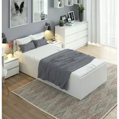 Einzelbett 90x200 OMERYA mit Stauraum - weiß