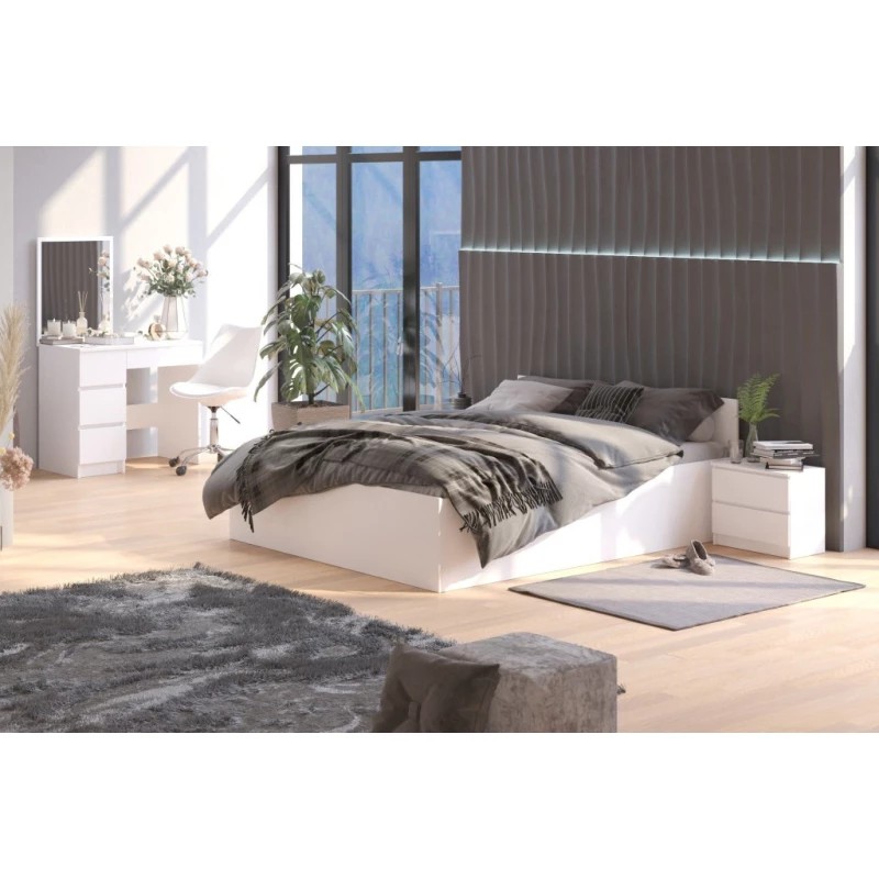 Einzelbett 100x200 OMERYA mit Stauraum - weiß