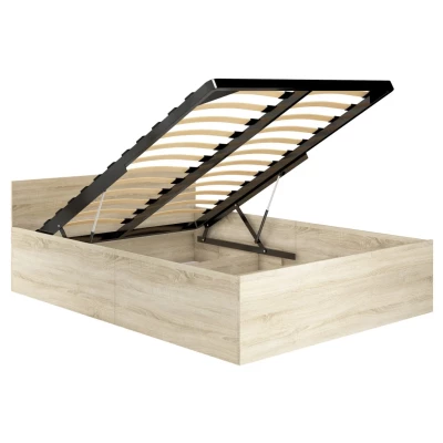 Einzelbett 100x200 OMERYA mit Stauraum - Sonoma-Eiche