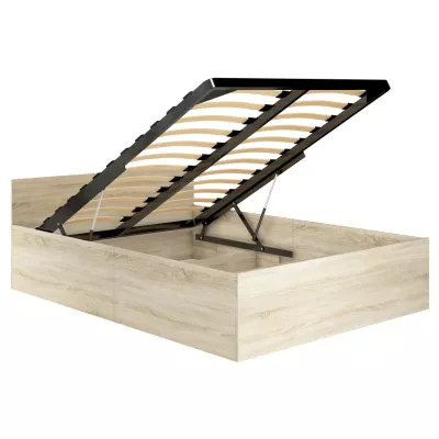 Einzelbett 100x200 OMERYA mit Stauraum - Sonoma-Eiche