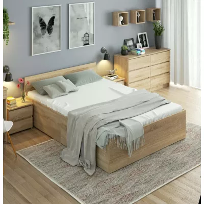 Einzelbett 100x200 OMERYA mit Stauraum - Sonoma-Eiche