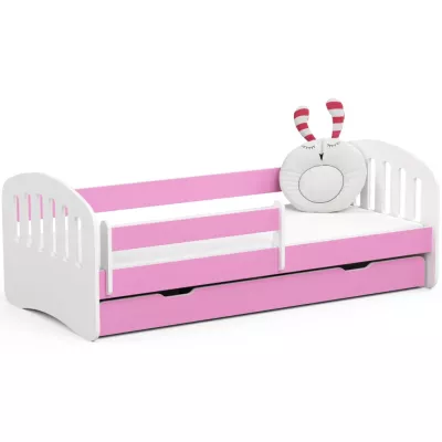 Kinder-Einzelbett 80x180 JASTRIA - weiß/rosa