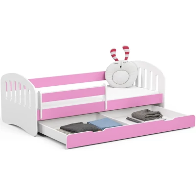 Kinder-Einzelbett 80x180 JASTRIA - weiß/rosa