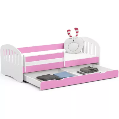 Kinder-Einzelbett 80x180 JASTRIA - weiß/rosa