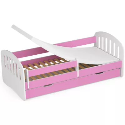 Kinder-Einzelbett 80x180 JASTRIA - weiß/rosa