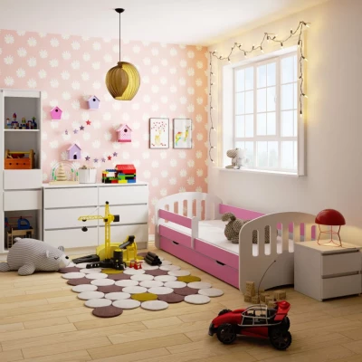 Kinder-Einzelbett 80x180 JASTRIA - weiß/rosa