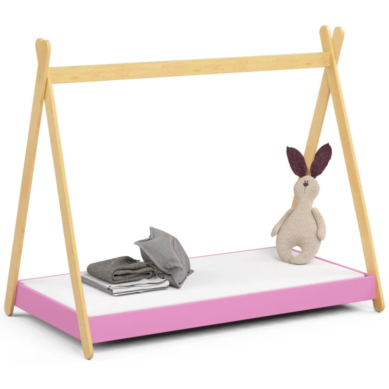 Kinderbetthaus 80x160 ESMORIA - rosa/braun