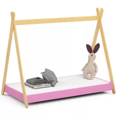 Kinderbetthaus 80x160 ESMORIA - rosa/braun