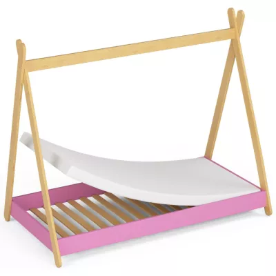 Kinderbetthaus 80x160 ESMORIA - rosa/braun