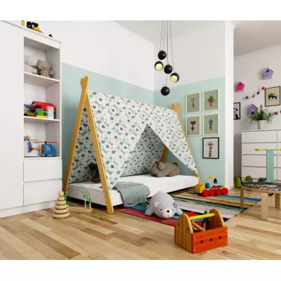 Kinderbetthaus 80x180 ESMORIA - weiß/braun