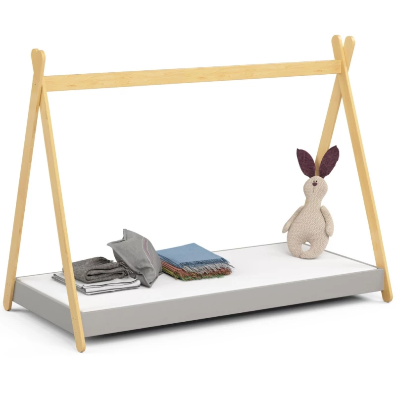 Kinderbetthaus 80x180 ESMORIA - grau/braun