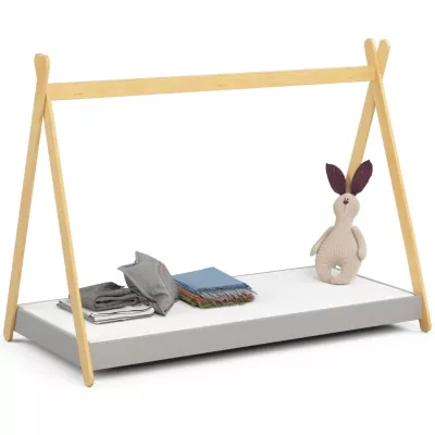 Kinderbetthaus 80x180 ESMORIA - grau/braun