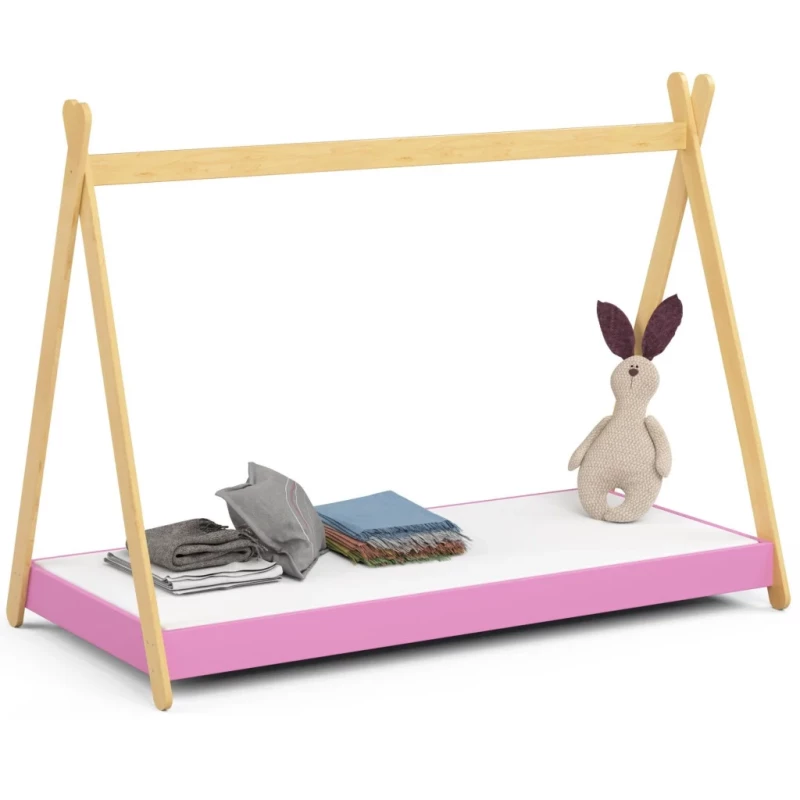 Kinderbetthaus 80x180 ESMORIA - rosa/braun
