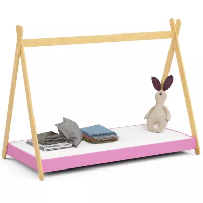 Kinderbetthaus 80x180 ESMORIA - rosa/braun