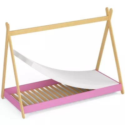 Kinderbetthaus 80x180 ESMORIA - rosa/braun