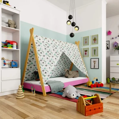Kinderbetthaus 80x180 ESMORIA - rosa/braun