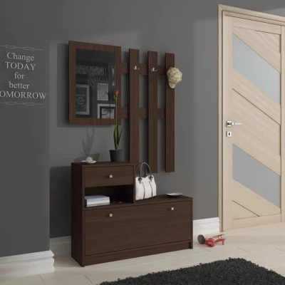 SIRIEL Flurwand mit Spiegel - Wenge