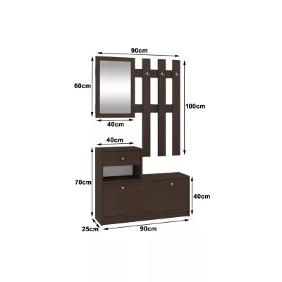 SIRIEL Flurwand mit Spiegel - Wenge
