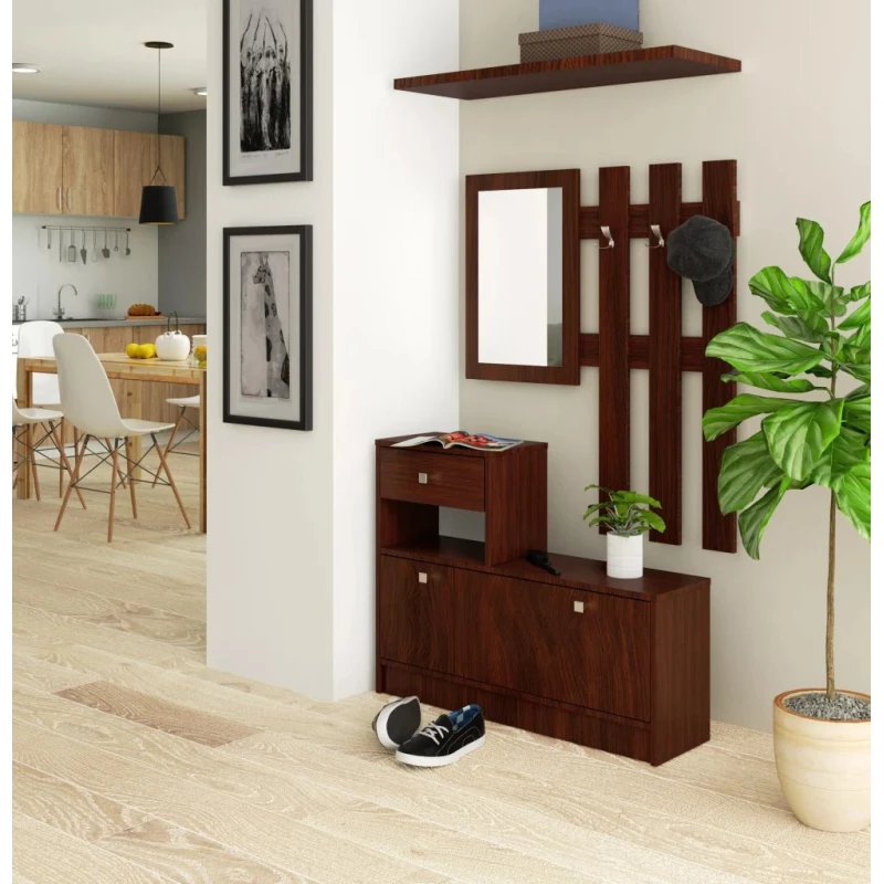 SIRIEL Flurwand mit Spiegel - Wenge