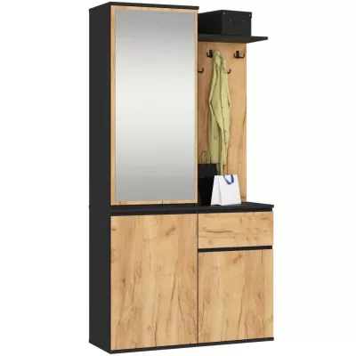 Flurwand RUMIA - schwarz / Craft Eiche