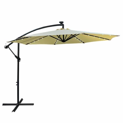 MILANOR verstellbarer Sonnenschirm mit LED-Beleuchtung – beige