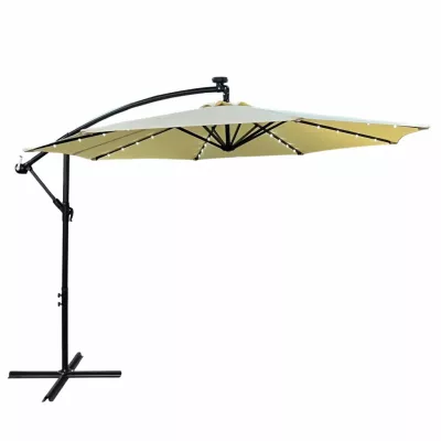 MILANOR verstellbarer Sonnenschirm mit LED-Beleuchtung – beige