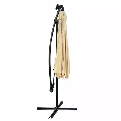 MILANOR verstellbarer Sonnenschirm mit LED-Beleuchtung – beige