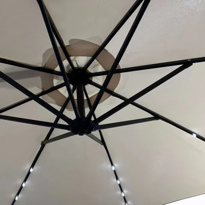 MILANOR verstellbarer Sonnenschirm mit LED-Beleuchtung – beige