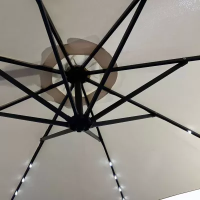 MILANOR verstellbarer Sonnenschirm mit LED-Beleuchtung – beige