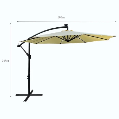 MILANOR verstellbarer Sonnenschirm mit LED-Beleuchtung – beige