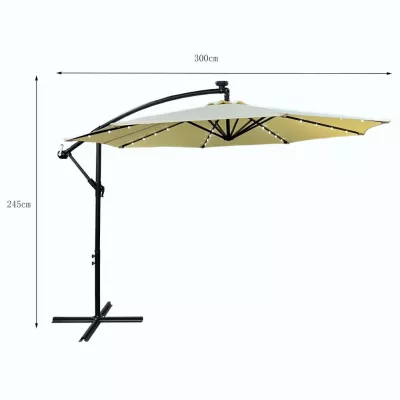 MILANOR verstellbarer Sonnenschirm mit LED-Beleuchtung – beige