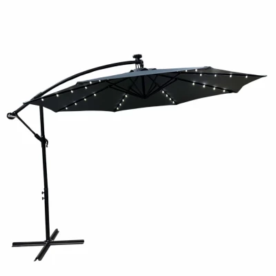 MILANOR verstellbarer Sonnenschirm mit LED-Beleuchtung – Dunkelgrau