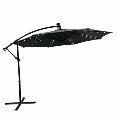 MILANOR verstellbarer Sonnenschirm mit LED-Beleuchtung – Dunkelgrau