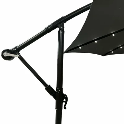 MILANOR verstellbarer Sonnenschirm mit LED-Beleuchtung – Dunkelgrau