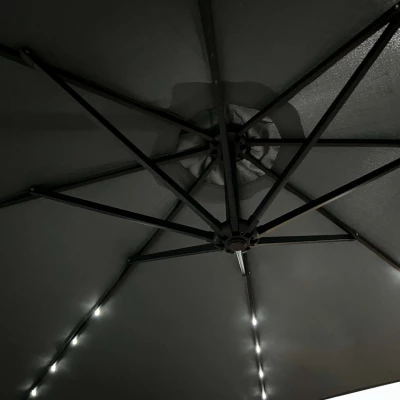 MILANOR verstellbarer Sonnenschirm mit LED-Beleuchtung – Dunkelgrau