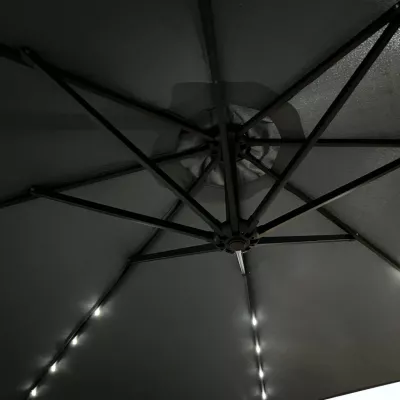 MILANOR verstellbarer Sonnenschirm mit LED-Beleuchtung – Dunkelgrau