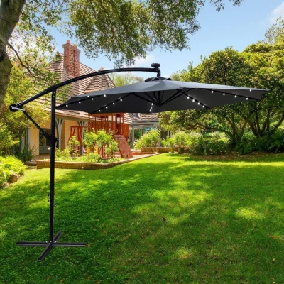 MILANOR verstellbarer Sonnenschirm mit LED-Beleuchtung – Dunkelgrau