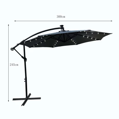 MILANOR verstellbarer Sonnenschirm mit LED-Beleuchtung – Dunkelgrau