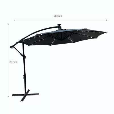 MILANOR verstellbarer Sonnenschirm mit LED-Beleuchtung – Dunkelgrau