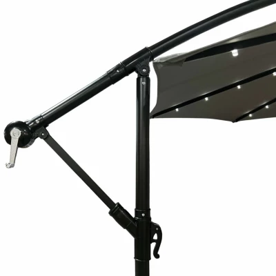 Verstellbarer Sonnenschirm MILANOR mit LED-Beleuchtung – hellgrau