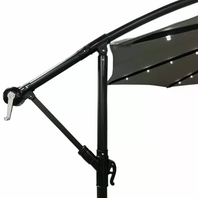 Verstellbarer Sonnenschirm MILANOR mit LED-Beleuchtung – hellgrau