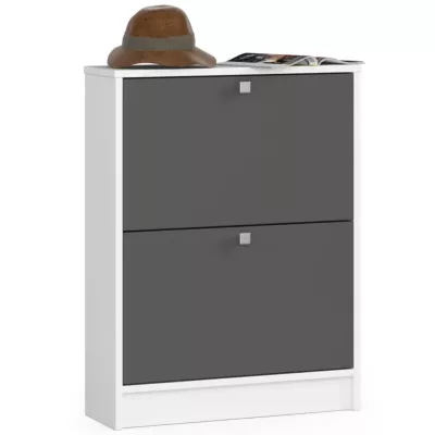 Klappbares Schuhregal für den Flur SIRIEL – weiß/grau