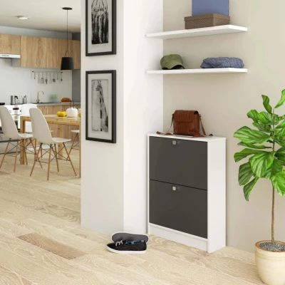 Klappbares Schuhregal für den Flur SIRIEL – weiß/grau