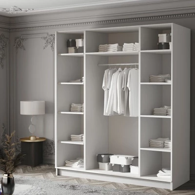 Spiegelschrank 200 cm KAOS 3 - weiß / goldene Griffe