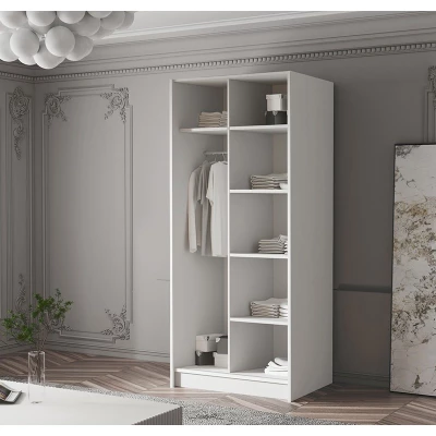 Kleiderschrank mit Spiegel 100 cm LUNES 2 - Kaschmir / Goldgriff