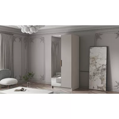 Kleiderschrank mit Spiegel 100 cm LUNES 2 - Kaschmir / Goldgriff
