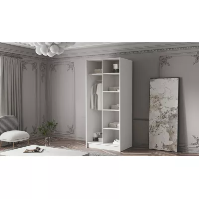 Kleiderschrank mit Spiegel 100 cm LUNES 2 - weiß / goldener Griff