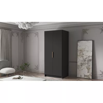 Kleiderschrank 100 cm LUNES 1 - schwarz / goldener Griff