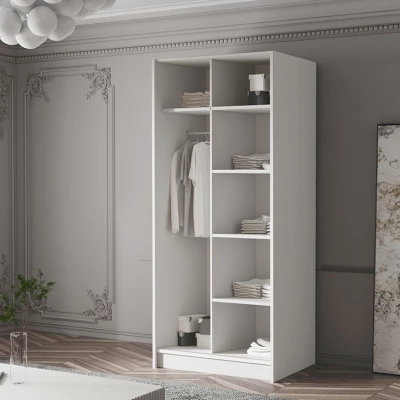 Kleiderschrank 100 cm LUNES 1 - weiß / goldener Griff