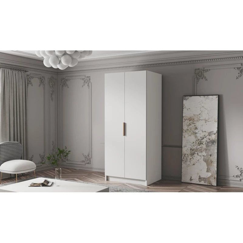 Kleiderschrank 100 cm LUNES 1 - weiß / goldener Griff